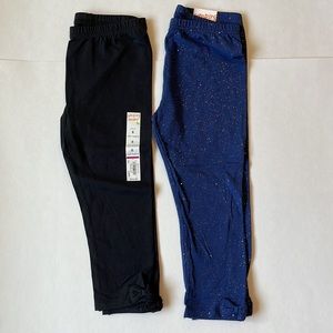 2 pairs - Girls bow hem capri leggings - size 6 and 6X - NWT